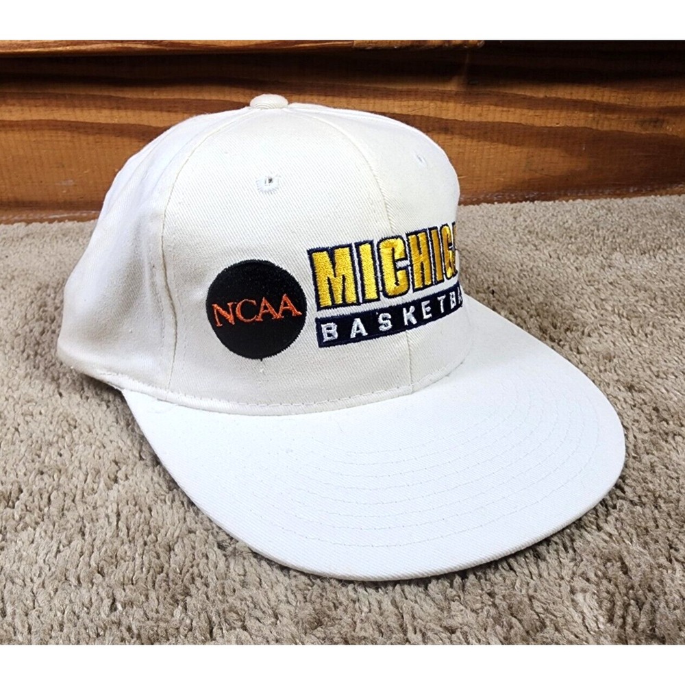 Vintage Michigan Wolverines Basketball Hat Snapback White Starter‎ 90s NCAA
